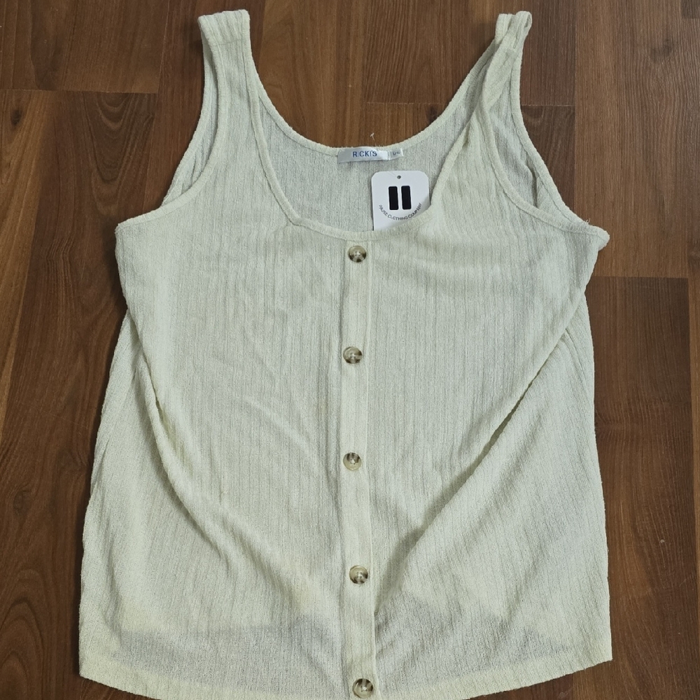 Ricki's Light Cream Button-Front Tank Top relaxed fit thick strap tank